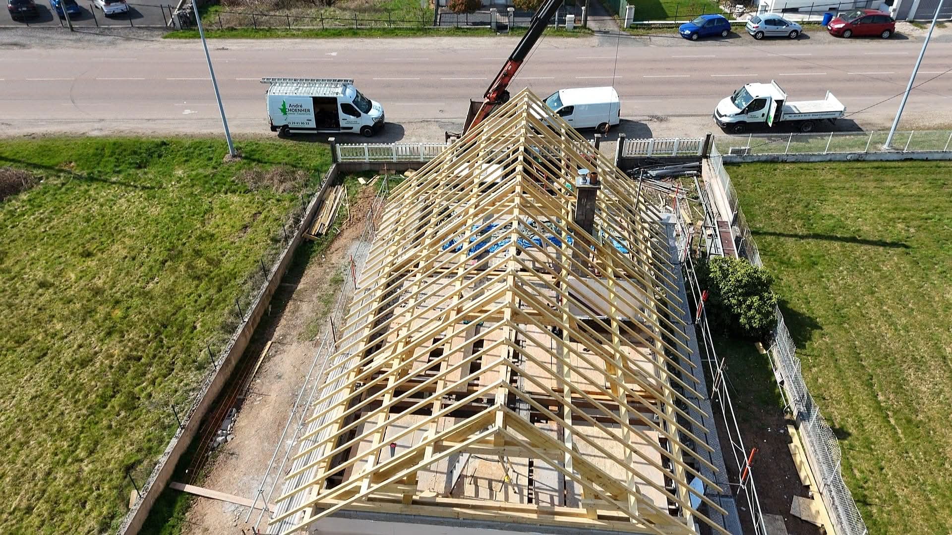 Vue aérienne — charpente 2 pans